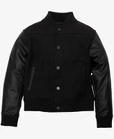 Xray Boy's Wool Varsity Bomber Jacket With Grainy Pu Sleeves