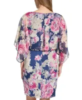 Jessica Howard Petite Printed Dolman-Sleeve Blouson Dress