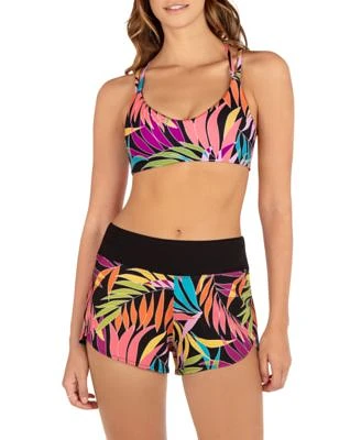 Hurley Juniors Max Tropic Dance Scoop Neck Bikini Top Pull On Board Shorts