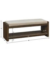 Madison Park 48" Ivan Wide Wood Accent Bench with Lower Shelf