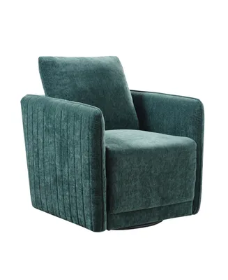 Madison Park 29.5" Kaley Wide Fabric Upholstered 360 Degree Swivel Chair