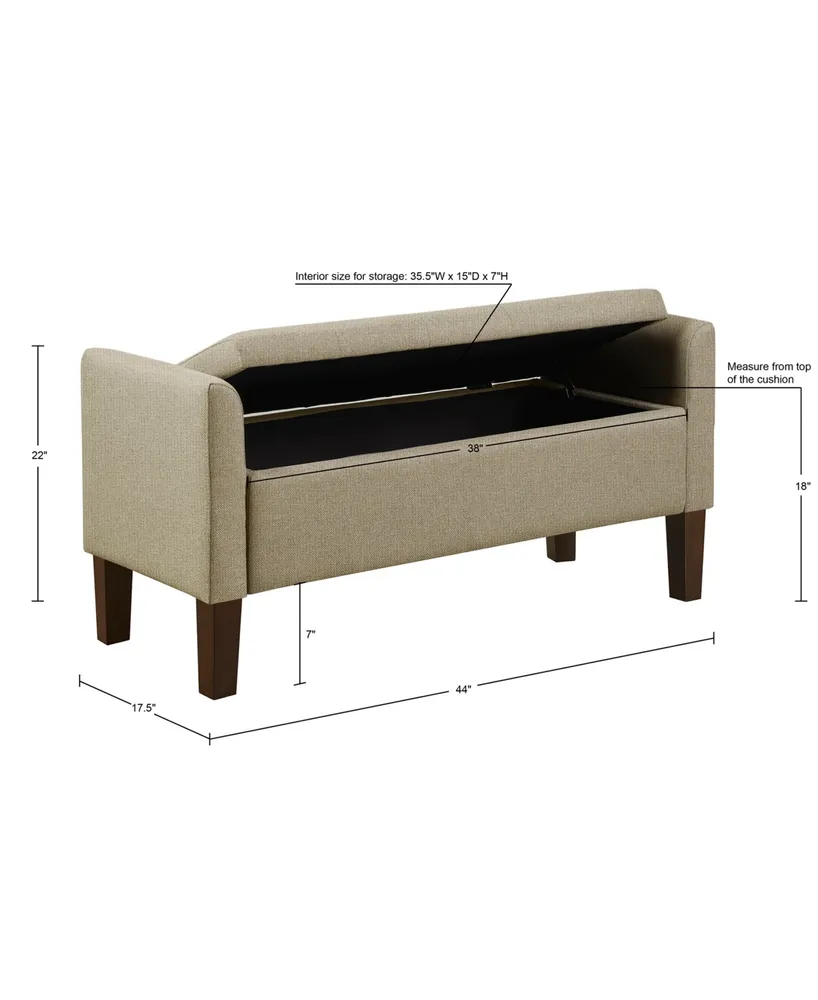 510 Design 44" Blaire Wide Fabric Flip-Top Upholstered Storage Bench