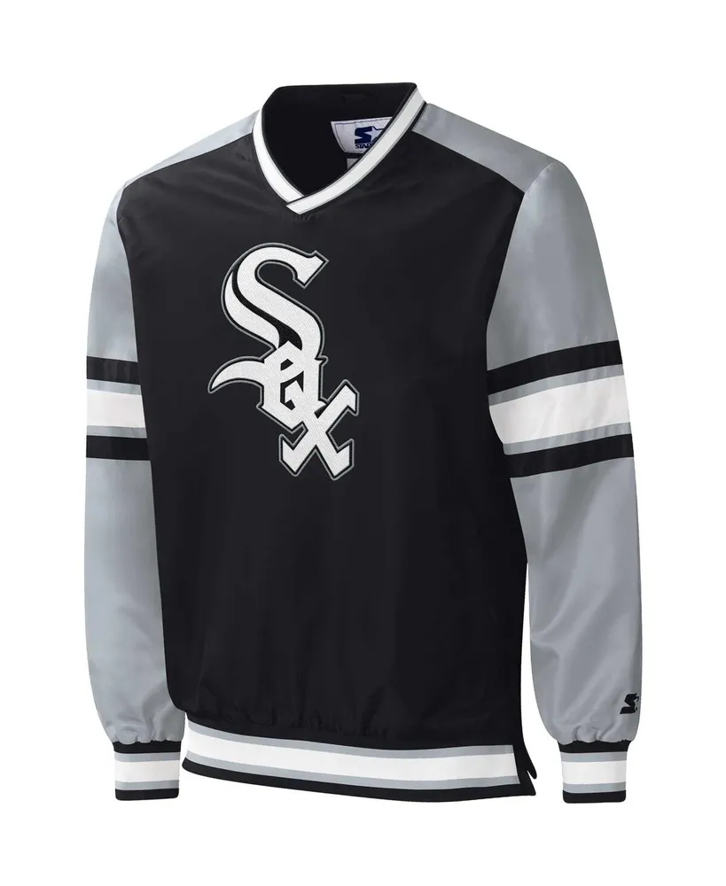 Men's Starter Black Chicago White Sox Yardline V-Neck Pullover Windbreaker