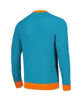 Men's Tommy Hilfiger Aqua, Orange Miami Dolphins Reese Raglan Tri-Blend Pullover Sweatshirt