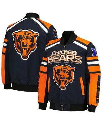 Men's G-iii Sports by Carl Banks Navy Chicago Bears Power Forward Racing Full-Snap Jacket