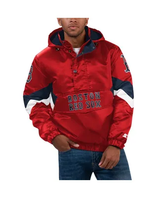 Men's Starter Red Boston Sox Force Play Ii Half-Zip Hooded Jacket