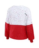 Women's Wear by Erin Andrews White, Red Chicago Bulls Color-Block Pullover Sweater