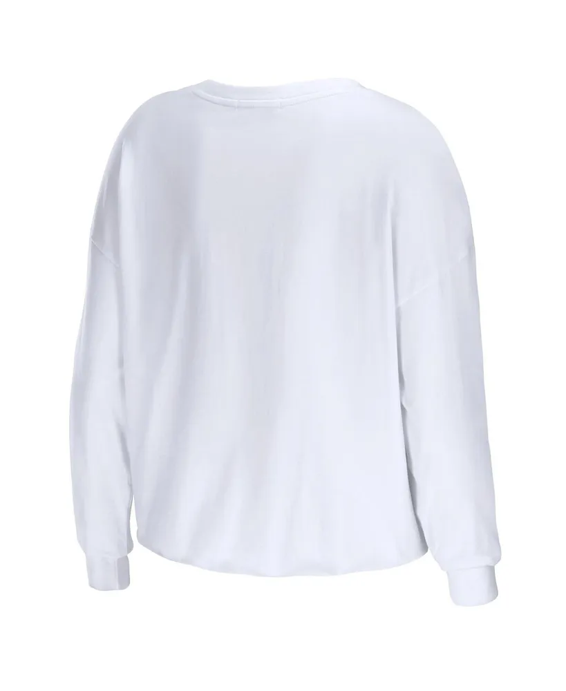 Women's Wear by Erin Andrews White Usc Trojans Diamond Long Sleeve Cropped T-shirt