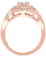 Diamond Halo Cluster Engagement Ring (3/4 ct. t.w.) in 14k Rose Gold