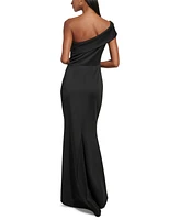 Eliza J Women's Asymmetric-Neck Side-Pleat Scuba Gown