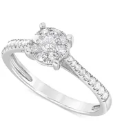 Diamond Halo Engagement Ring (1/3 ct. t.w.) in 18k White Gold