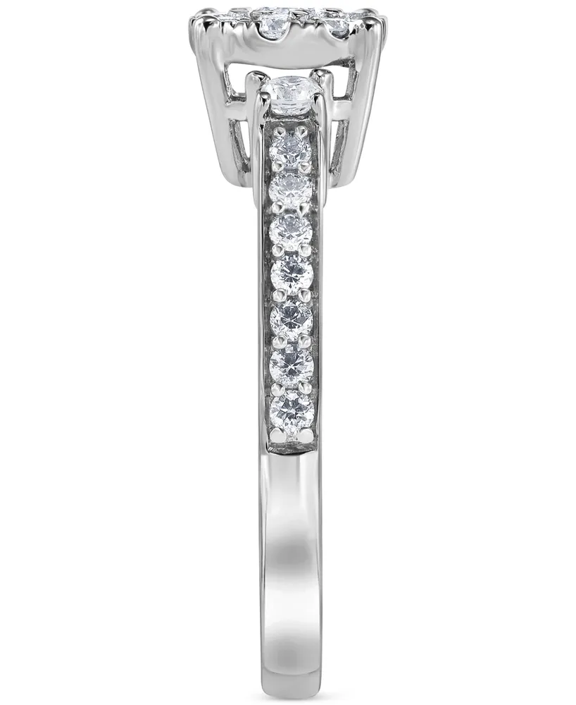 Diamond Halo Engagement Ring (5/8 ct. t.w.) in 14k White Gold