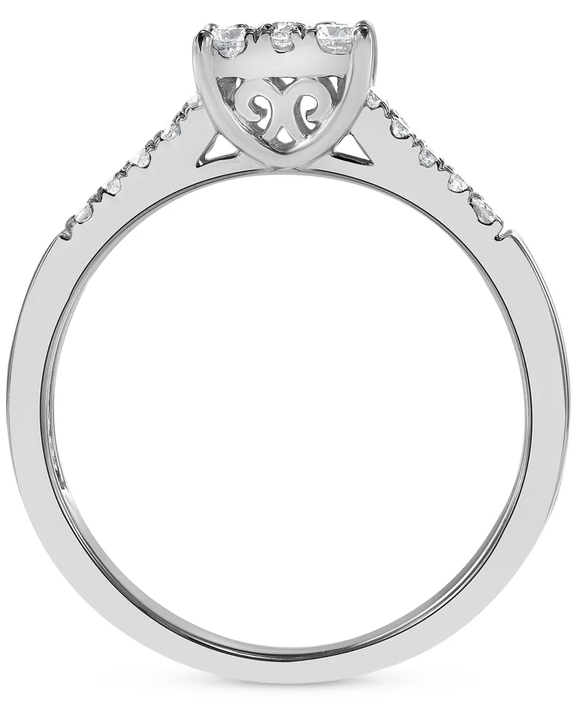 Diamond Halo Engagement Ring (1/2 ct. t.w.) in 14k White Gold