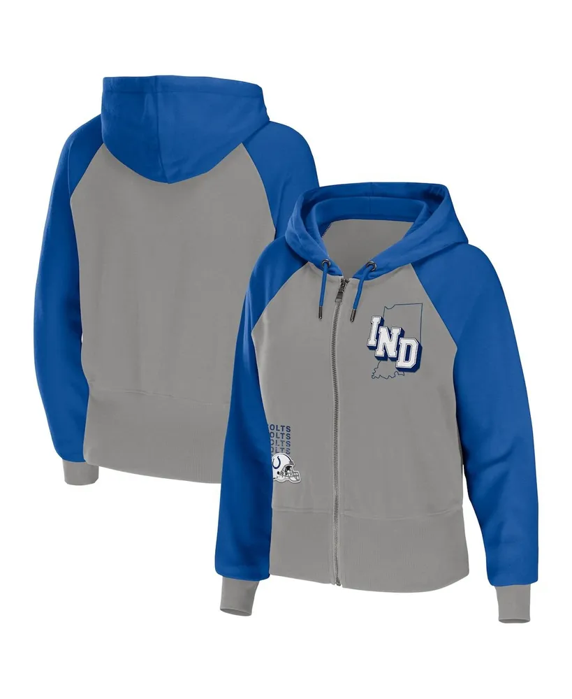 Women's Wear by Erin Andrews Gray Indianapolis Colts Colorblock Lightweight Full-Zip Hoodie