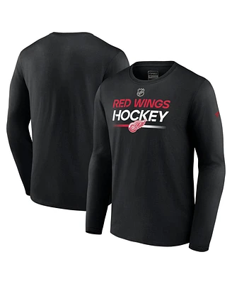 Men's Fanatics Black Detroit Red Wings Authentic Pro Primary Replen Long Sleeve T-shirt