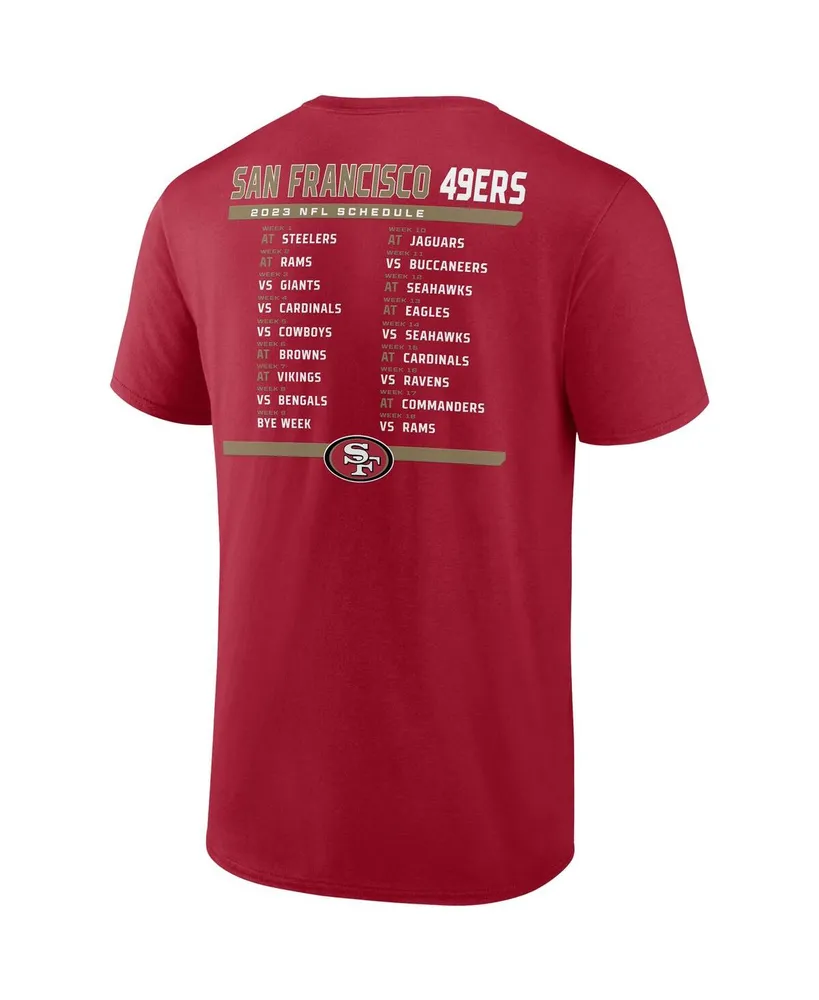 Men's Fanatics Scarlet, White San Francisco 49ers Two-Pack 2023 Schedule T-shirt Combo Set