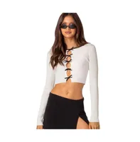 Women's Billy bow cut out ribbed crop top