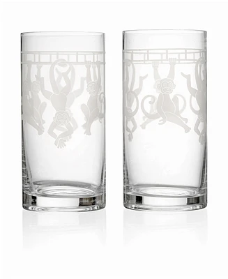 Godinger Frosted Monkey Highball Glasses, Set of 2