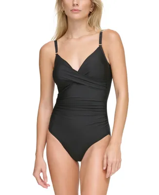 Calvin Klein Twist-Front Tummy-Control One-Piece Swimsuit, Created for Macy's