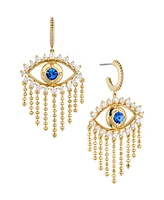 Ava Nadri Cubic Zirconia Small C-hoop Evil Eye Fringe Earrings