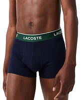 Lacoste Men's Casual Classic Colorful Waistband Trunk Set, 3 Pack