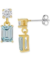 Blue Topaz (1-1/2 ct. t.w.) & Lab-Grown White Sapphire (5/8 ct. t.w.) Drop Earrings in Gold-Plated Sterling Silver