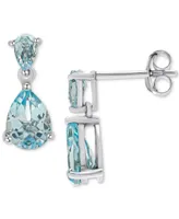 Blue Topaz Double Pear Drop Earrings (1-3/8 ct. t.w.) in Sterling Silver