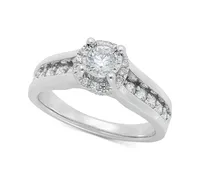 Diamond Halo Cathedral Engagement Ring (1 ct. t.w.) in 14k White Gold