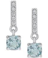 Blue Topaz (3/4 ct. t.w.) & Lab-Grown White Sapphire (1/10 ct. t.w.) Drop Earrings in Sterling Silver