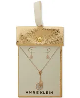 Anne Klein Gold-Tone Mixed Stone Star Charm Pendant Necklace & Drop Earrings Set