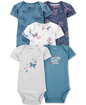 Carter's Baby Girls 5-Pk. Printed Short-Sleeve Bodysuits