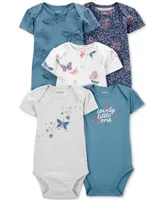 Carter's Baby Girls 5-Pk. Printed Short-Sleeve Bodysuits