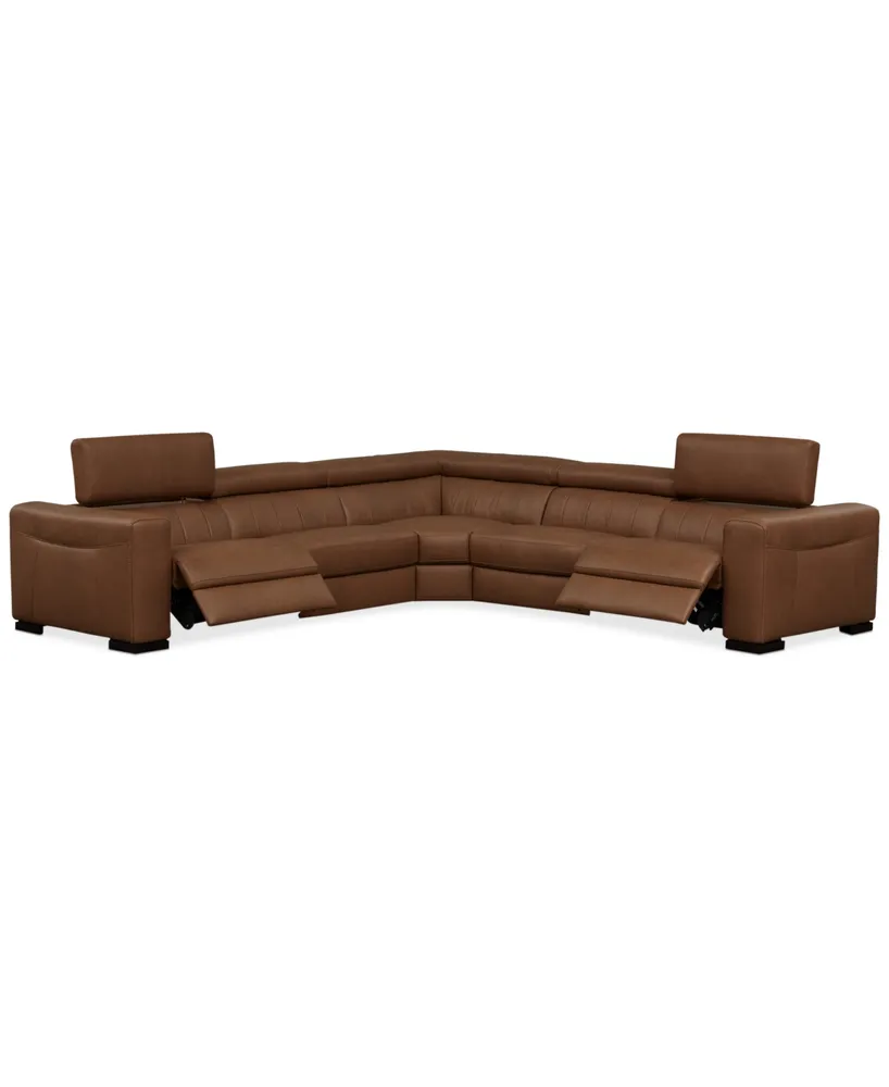 Rinan 125" 5-Pc. Leather Sectional with 2 Power Recliners, Created for Macy's