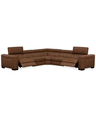 Rinan 125" 5-Pc. Leather Sectional with 2 Power Recliners, Created for Macy's