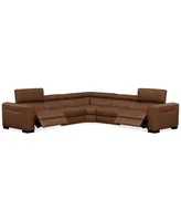 Rinan 125" 5-Pc. Leather Sectional with 2 Power Recliners, Created for Macy's