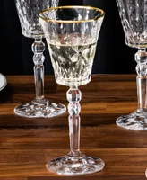 Lorren Home Trends Marilyn Gold-Tone White Wine Goblets, Set of 4