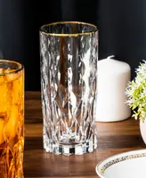 Lorren Home Trends Marilyn Gold-Tone High Ball Tumblers, Set of 4