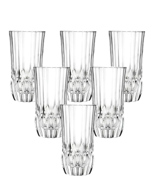 Lorren Home Trends Chic Set of 6 High Ball Tumblers by, Clear