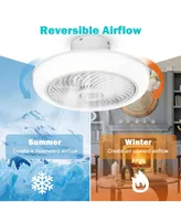18" Enclosed Ceiling Fan with Light App Control Dimmable Led Lamp for Bedroom