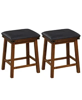 24'' Dining Bar Stool Set of 2 Counter Height Padded Seat Wood Frame Kitchen