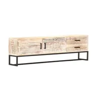 Tv Stand White 55.1"x11.8"x17.7" Solid Wood Acacia