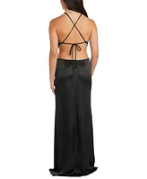 Morgan & Company Juniors' Cut-Out Halter-Neck Gown