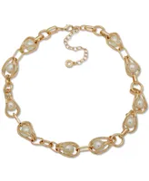 Anne Klein Gold-Tone Link & Imitation Pearl Collar Necklace, 16" + 3" extender