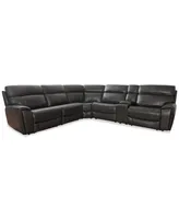 Hutchenson 132.5" 6-Pc. Zero Gravity Leather Sectional with 2 Power Recliners and Console, Created for Macy's