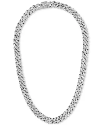 Men's Cubic Zirconia Curb Link 22" Chain Necklace in Sterling Silver