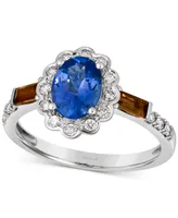 Le Vian Blueberry Tanzanite (1 ct. t.w.), Chocolate Quartz (1/5 ct. t.w.) & Nude Diamond (1/4 ct. t.w.) Halo Ring in 14k White Gold