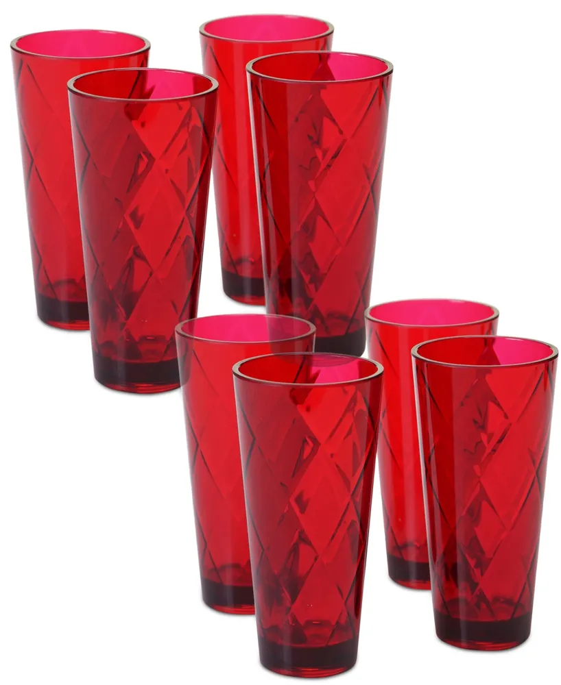 Certified International Ruby Diamond Acrylic Set of 8 Acrylic Ice Tea Glasses