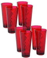 Certified International Ruby Diamond Acrylic Set of 8 Acrylic Ice Tea Glasses