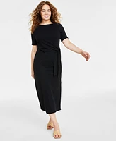 On 34th Women's Crewneck Wrap Tie Dress, Created for Macy's