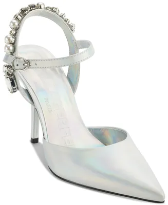 Karl Lagerfeld Paris Shelli Embellished Ankle-Strap Pointed-Toe Pumps